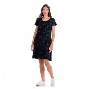 Fresh Produce Womens Black Sea Star Sadie Cotton Shift Dress Size M Medium Beach